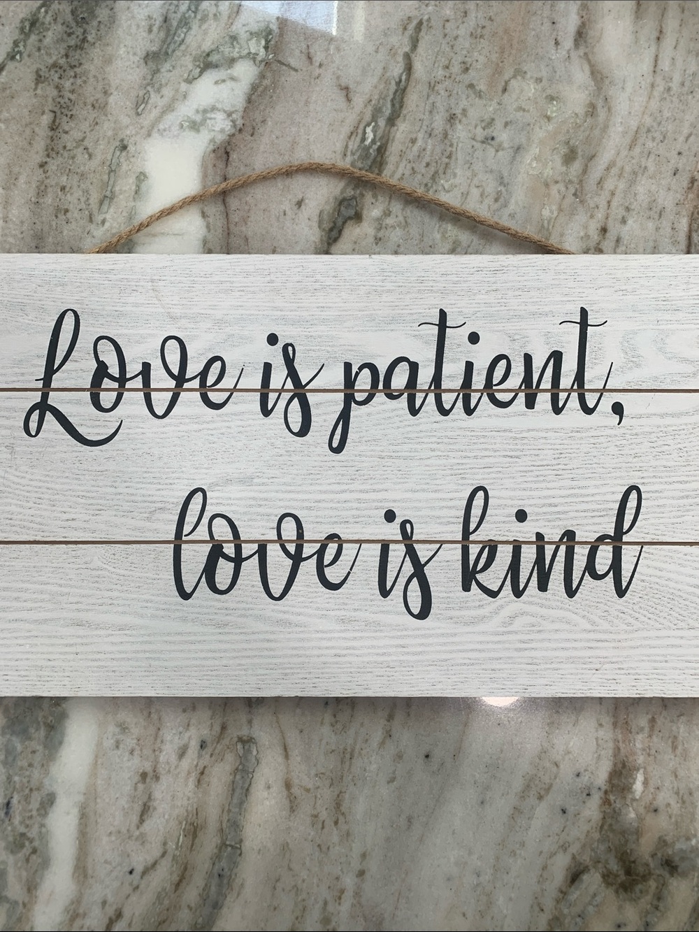 Rustic "Love is Patient, Love is Kind" White Wooden Wall Sign